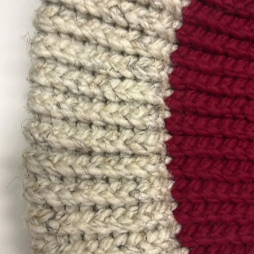 Homemade Wool & Acrylic Knitted Cranberry and Wheat Winter Hat Teen/Adult/Medium